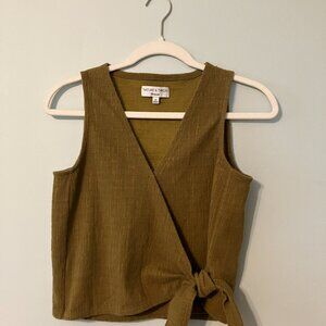 Madewell Texture + Thread Olive Wrap Tie Tank Top XS